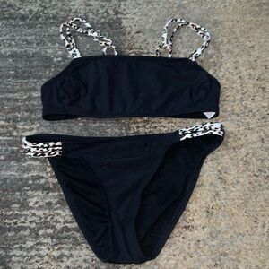 Bikini set black with pink cheetah, size s